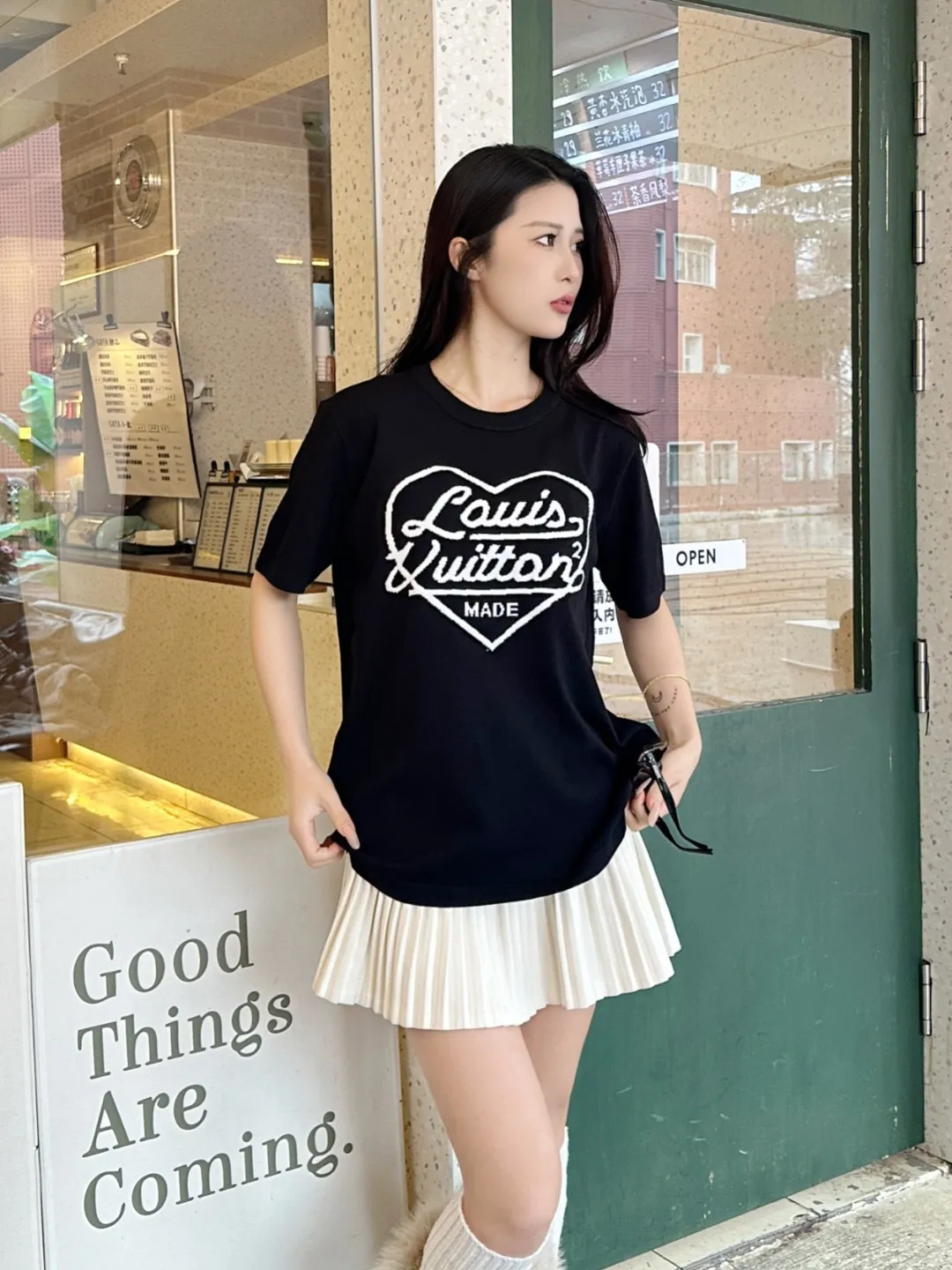 Louis Vuitton/Louis Vuitton love jacquard knitted short sleeves